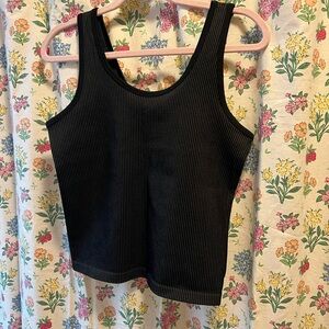 Elegant Black Ribbed Tank Top